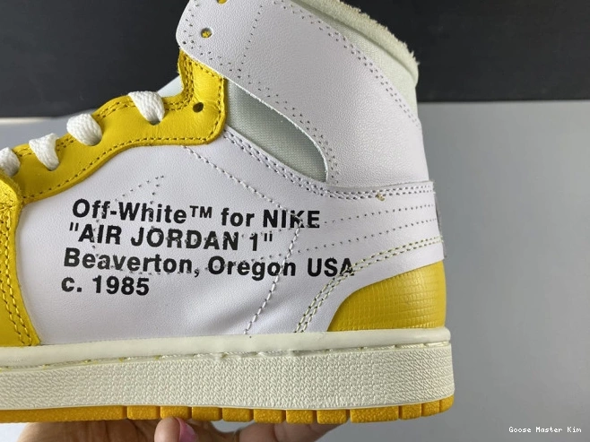 Off-White 1 Air Powder x White Jordan AQ0818-149 Dark NRG Yellow-Cone 0802